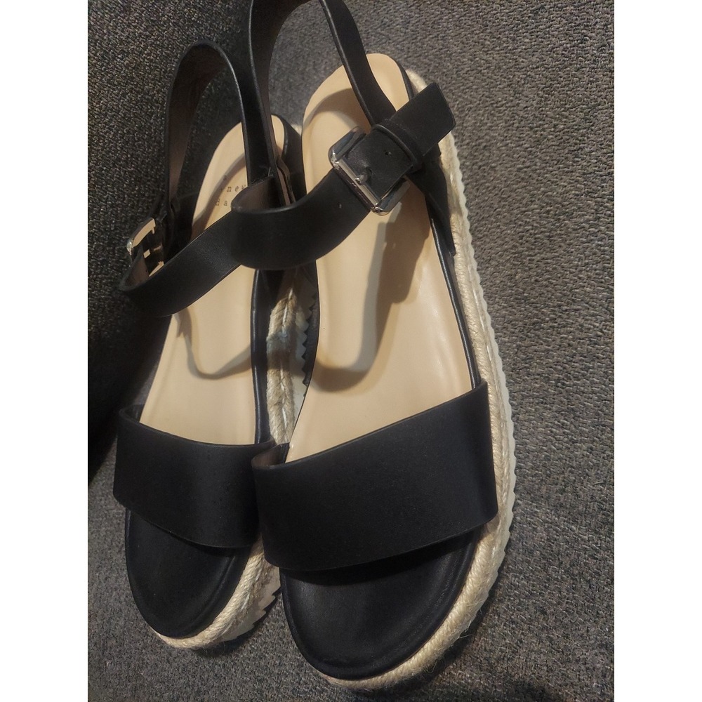 A NEW DAY size 11 Rianne Espadrille Sandals Ankle Buckle Black Platform Y2k Boho - Picture 3 of 11